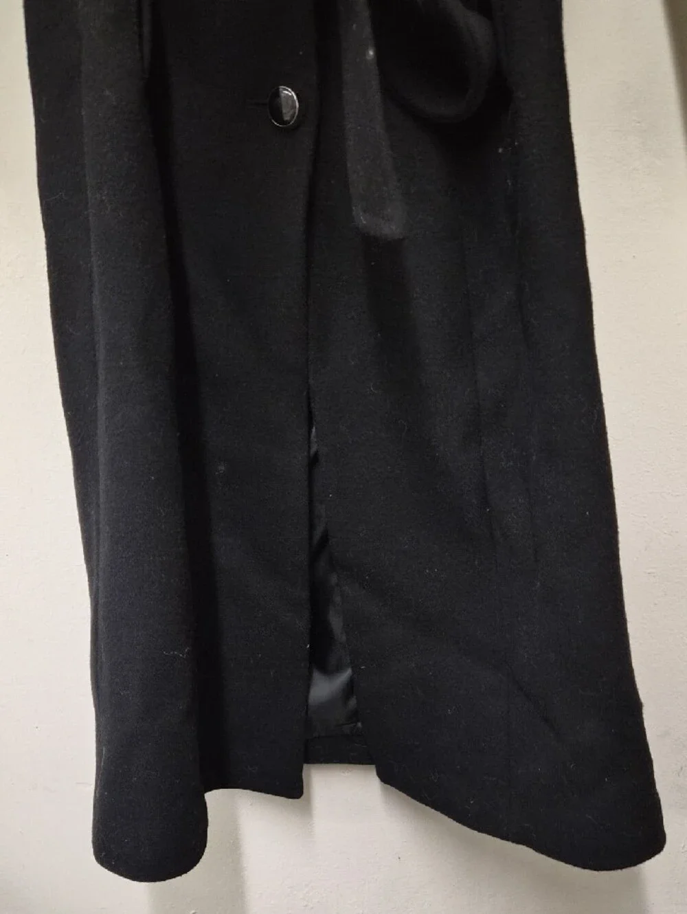 kate spade Black Long Wool Belted Trench Coat Size XXS